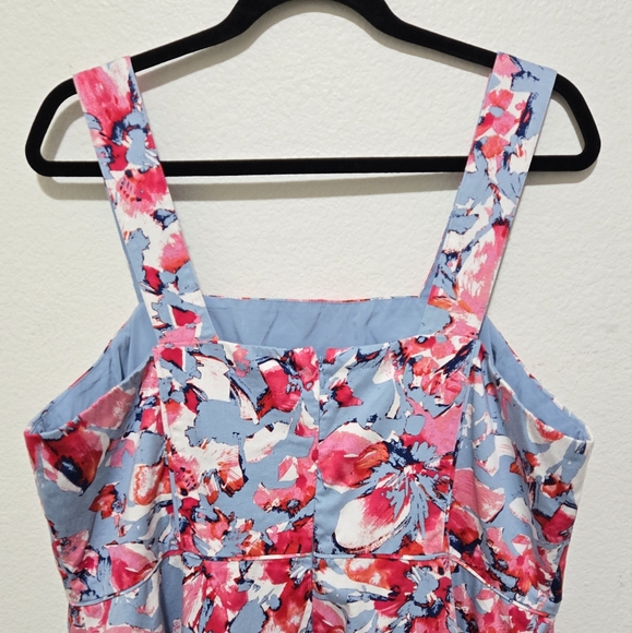 Adrianna Papell Blue Floral Fit and Flare Dress Sleeveless Garden Party Size 18W - Picture 6 of 13